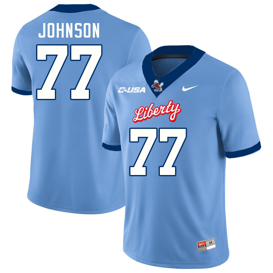 Liberty Flames #77 Andrew Johnson College Football Jerseys Stitched-Light Blue